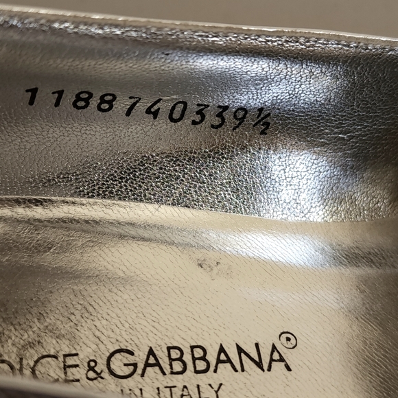 Dolce & Gabbana Metallic Silver & Black Patent Leather Shoes, size 39.5 Euro - Picture 7 of 12